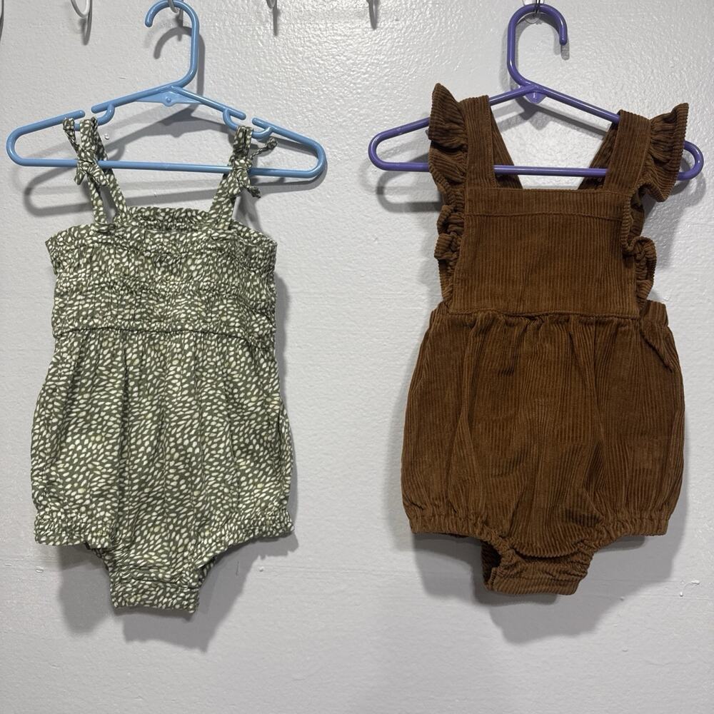 Old Navy Baby Girls 18-24 Months Bodysuits Rompers Green Casual & Brown Corduroy